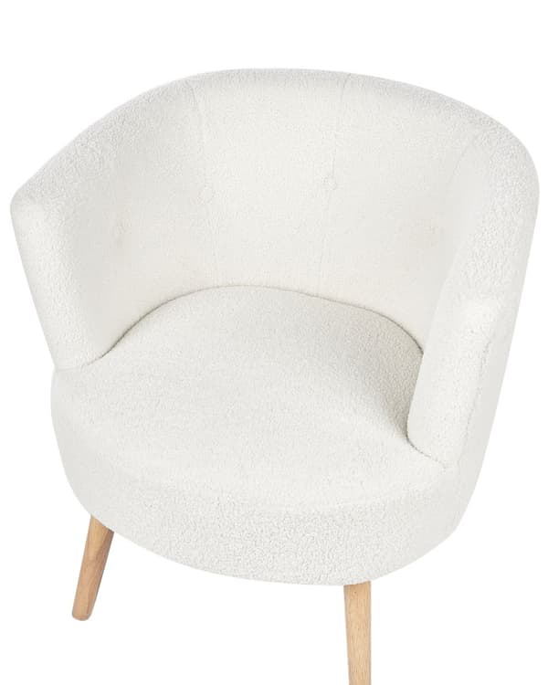 Lenestol Hvit Polstret Boucle Badestol i Retrostil Retro Design til Stue