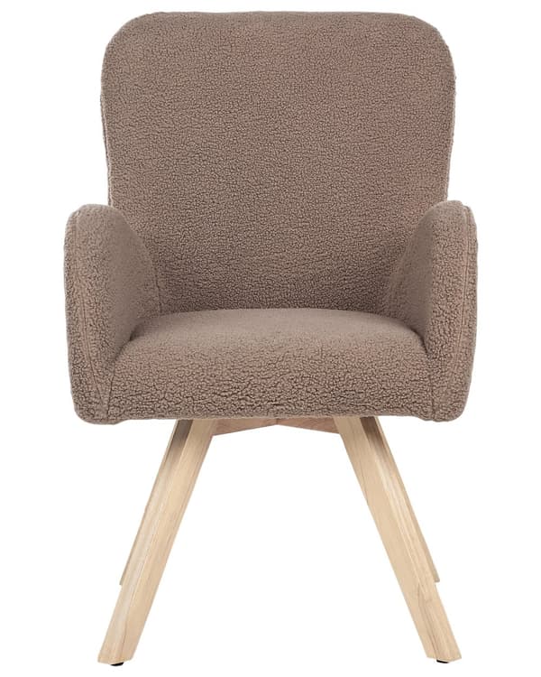 Loungestol Brun Boucle-polstring Solid Moderne Klubbstol med Armlener Treben