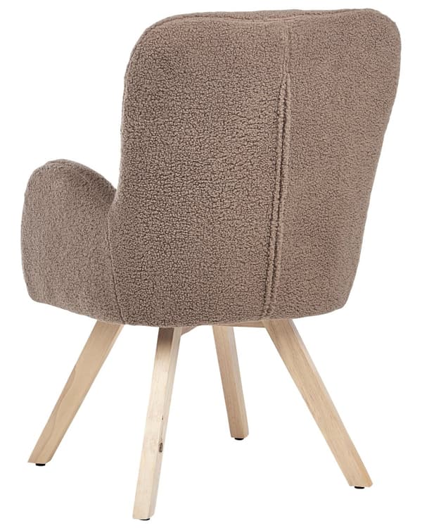 Loungestol Brun Boucle-polstring Solid Moderne Klubbstol med Armlener Treben