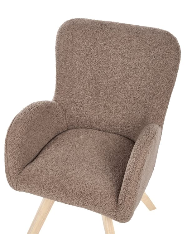 Loungestol Brun Boucle-polstring Solid Moderne Klubbstol med Armlener Treben