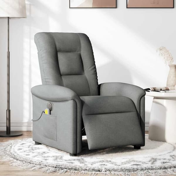 Elektrisk massagefåtölj mörkgrå tyg