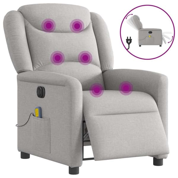 Elektrisk massagefåtölj molngrå tyg