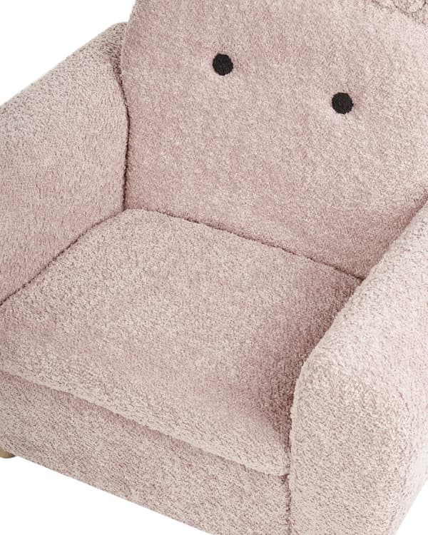 Lenestol Rosa Bouclé Armlener Dekorative ører Moderne design Barnestol Barnerom