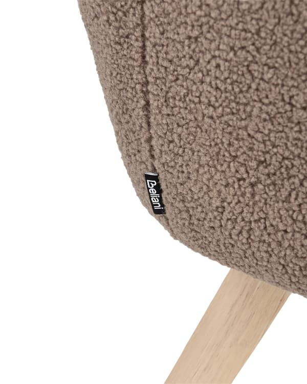 Lænestol Brun Boucle Stuestol med Armlæn til Stuen Bred Hvilestol Polstret Design Møbel Stol Plys