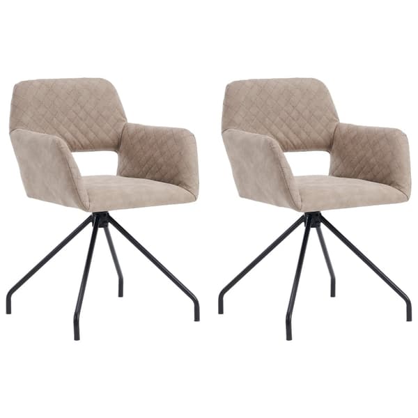 Rootz 2-delt Khaki Makeup-stolesæt - Forfængelige siddepladser - Imiterede læderstole - Ergonomisk komfort - 58 cm x 55,88 cm x 79 cm