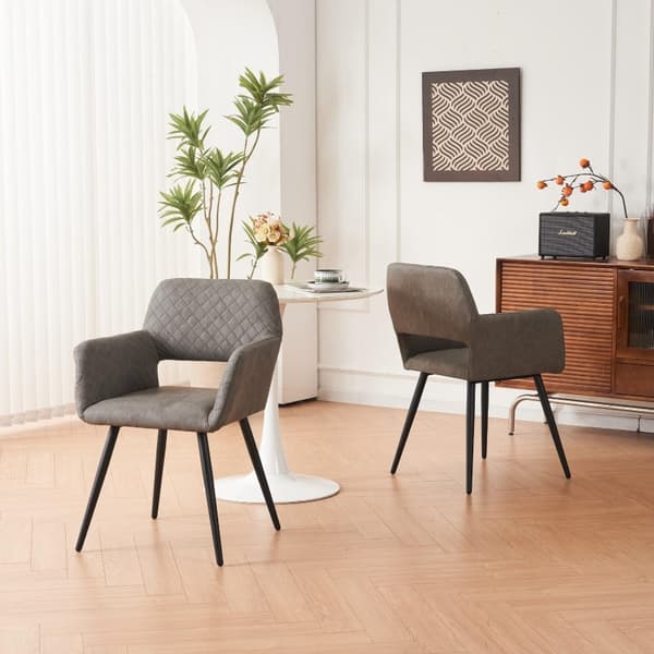 Rootz 2-osaiset meikkituolit - Kauneustuolit - Mukava istuin - Ergonominen tuki - 58 cm x 56 cm x 80 cm - Sementinharmaa keinonahka