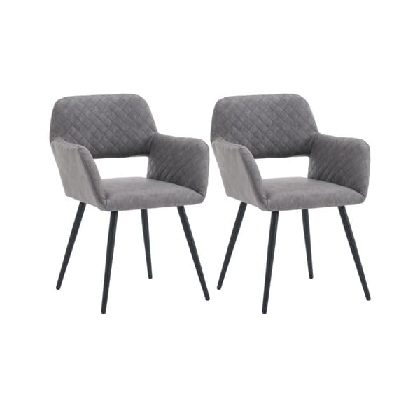 Rootz 2-osaiset meikkituolit - Kauneustuolit - Mukava istuin - Ergonominen tuki - 58 cm x 56 cm x 80 cm - Sementinharmaa keinonahka