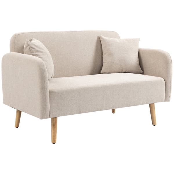 Rootz 2-sits soffa - Loveseat - Soffa - Lätt att rengöra - 130cm x 70cm x 80cm, Cream Velvet, Rubberwood Ben