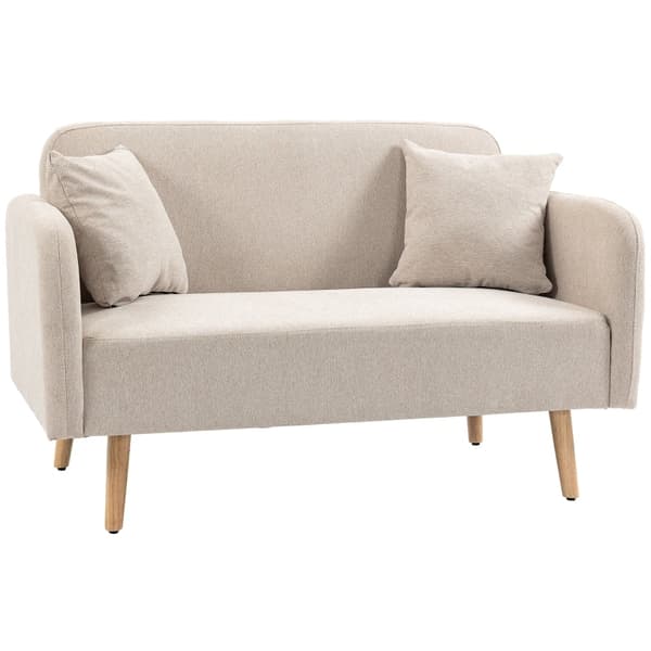 Rootz 2-sits soffa - Loveseat - Soffa - Lätt att rengöra - 130cm x 70cm x 80cm, Cream Velvet, Rubberwood Ben