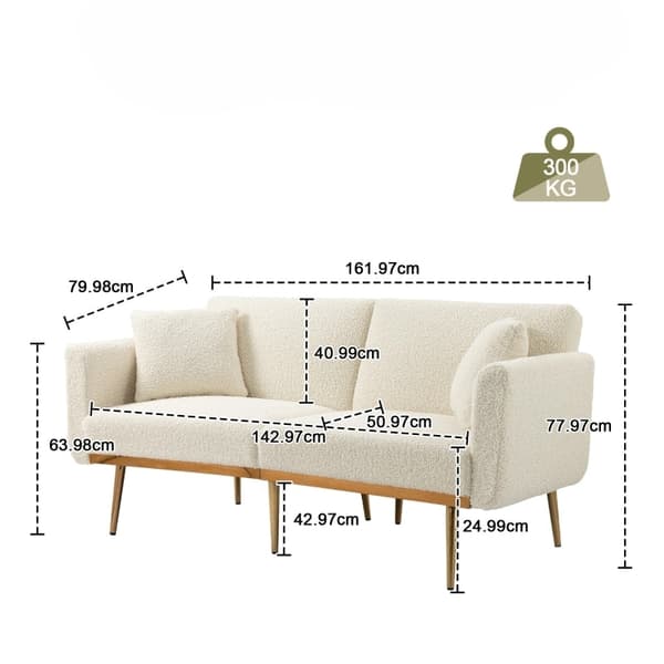 Rootz 3-personers teddystofsofa - sovesofa - sovesofa - enestående komfort - 161,97 cm x 77,97 cm x 79,98 cm