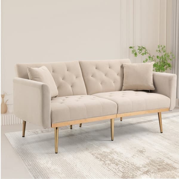 Rootz 3-sits soffa - sammetsliknande soffa - Justerbar bäddsoffa - ultimat komfort - 161,97 cm x 77,97 cm x 79,98 cm