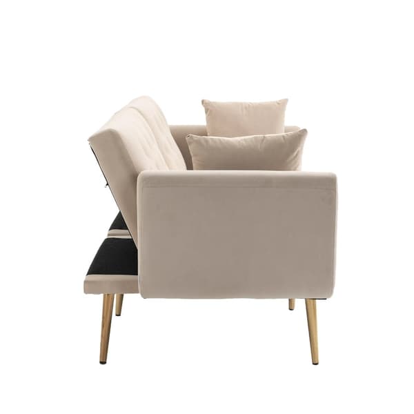 Rootz 3-sits soffa - sammetsliknande soffa - Justerbar bäddsoffa - ultimat komfort - 161,97 cm x 77,97 cm x 79,98 cm