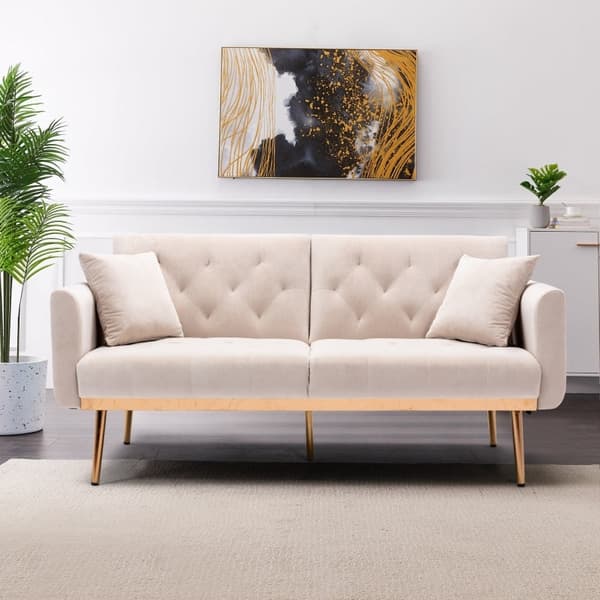Rootz 3-sits soffa - sammetsliknande soffa - Justerbar bäddsoffa - ultimat komfort - 161,97 cm x 77,97 cm x 79,98 cm
