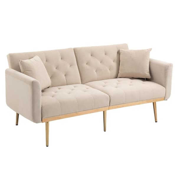 Rootz 3-sits soffa - sammetsliknande soffa - Justerbar bäddsoffa - ultimat komfort - 161,97 cm x 77,97 cm x 79,98 cm