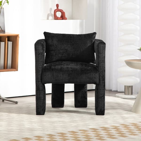 Rootz Black Chenille Lounge Chair - Enkel modern sits - Ergonomisk sittplats - Hudvänligt tyg - 60L x 44W x 65H cm