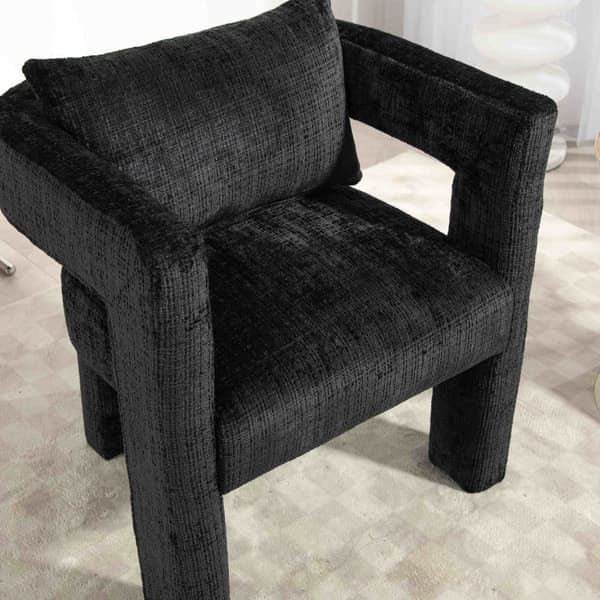 Rootz Black Chenille Lounge Chair - Enkel modern sits - Ergonomisk sittplats - Hudvänligt tyg - 60L x 44W x 65H cm