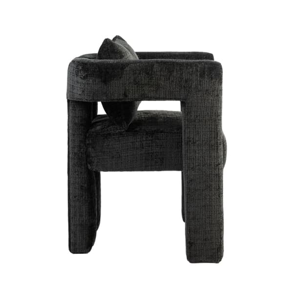 Rootz Black Chenille Lounge Chair - Enkel modern sits - Ergonomisk sittplats - Hudvänligt tyg - 60L x 44W x 65H cm