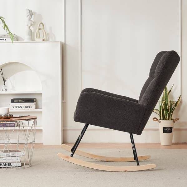 Rootz gyngestol med høj ryg - Lænestol - Hvilestol - Blødt fløjlsstof - 63,9 cm x 95,7 cm x 90,9 cm