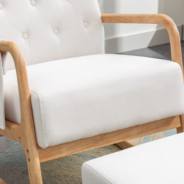 Rootz Mid-Century Modern gyngestol - Afslapningssæde - Ergonomisk gyngebase - Massivt træ - 65x85x94cm - Inkluderer fodstøtte 53x36x36cm