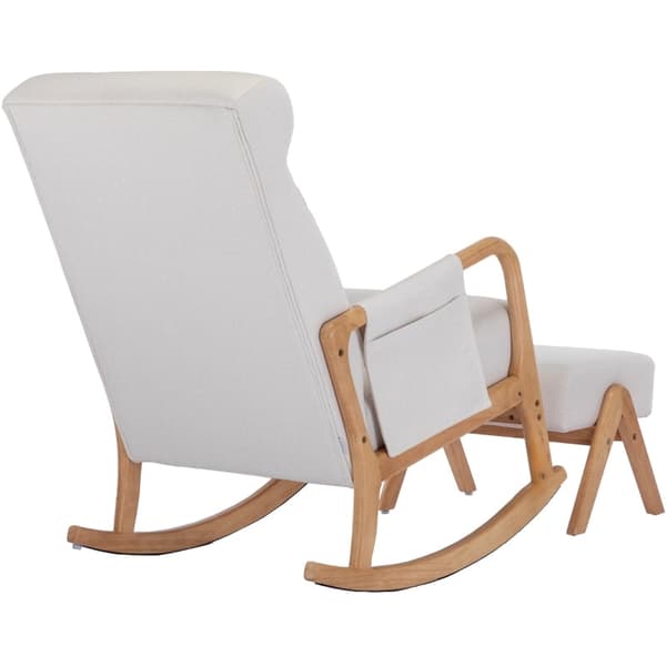 Rootz Mid-Century Modern gyngestol - Afslapningssæde - Ergonomisk gyngebase - Massivt træ - 65x85x94cm - Inkluderer fodstøtte 53x36x36cm