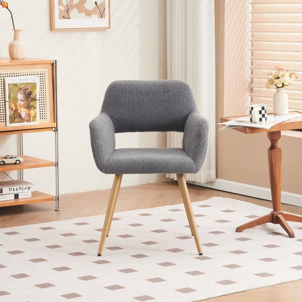 Rootz Makeup Chair - Lyxig fåfängastol - Påklädningsstol - Ergonomisk design - Teddy sammet, mörkgrå, 58L x 56W x 80H cm
