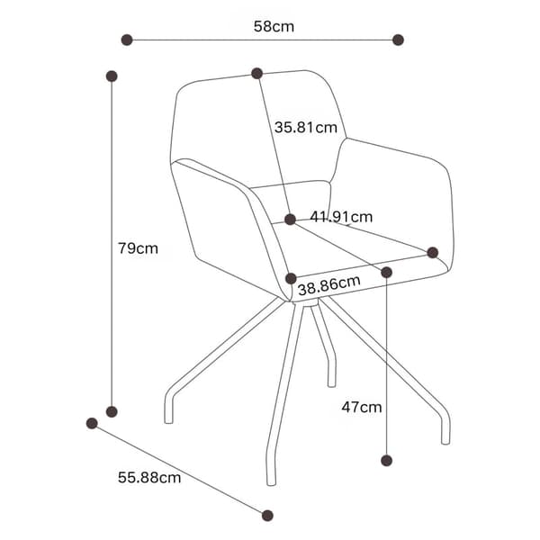 Rootz Makeup Stolesæt - Skønhedsstol - Vanity Chairs - Ergonomisk komfort - 58cm x 55,88cm x 79cm