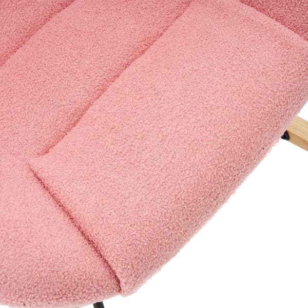 Rootz Pink Teddy Velvet Gyngestol - Hvilestol - Lounge Chair - Ergonomisk komfort - 67,5L x 93W x 93H cm