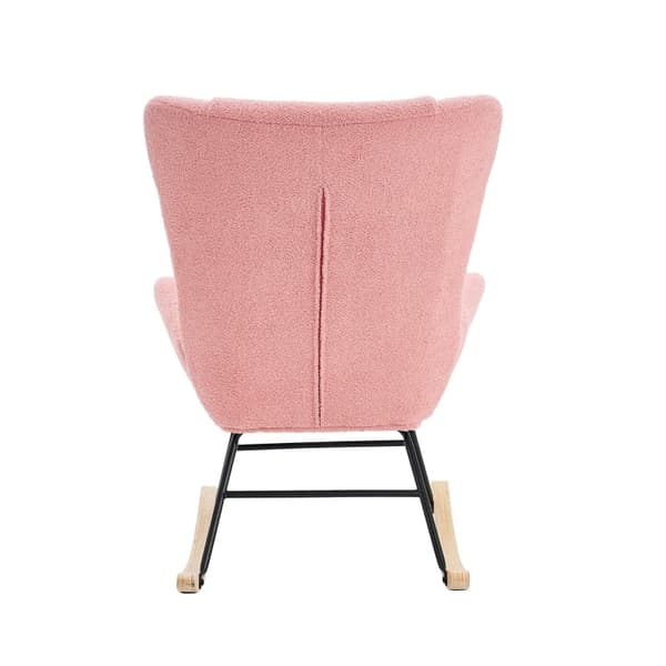 Rootz Pink Teddy Velvet Gyngestol - Hvilestol - Lounge Chair - Ergonomisk komfort - 67,5L x 93W x 93H cm
