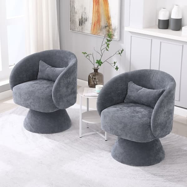 Rootz Set med 2 moderna fritidsstolar - Vridstolar - Roterande stolar - Mjukt polyblandtyg - 67 cm x 61,4 cm x 77,9 cm