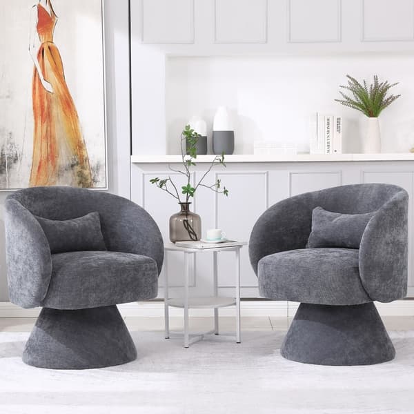 Rootz Set med 2 moderna fritidsstolar - Vridstolar - Roterande stolar - Mjukt polyblandtyg - 67 cm x 61,4 cm x 77,9 cm