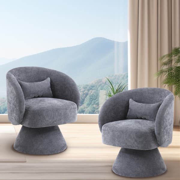 Rootz Set med 2 moderna fritidsstolar - Vridstolar - Roterande stolar - Mjukt polyblandtyg - 67 cm x 61,4 cm x 77,9 cm