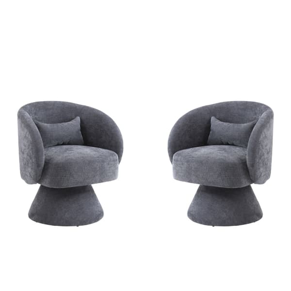 Rootz Set med 2 moderna fritidsstolar - Vridstolar - Roterande stolar - Mjukt polyblandtyg - 67 cm x 61,4 cm x 77,9 cm