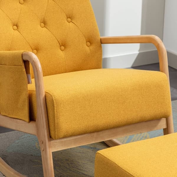 Rootz Gyngestol & Fodstøtte Sæt - Svævefly - Hvilestol - Holdbar Træ & Foam Comfort - Stol: 65x85x94cm, Fodstøtte: 53x36x36cm