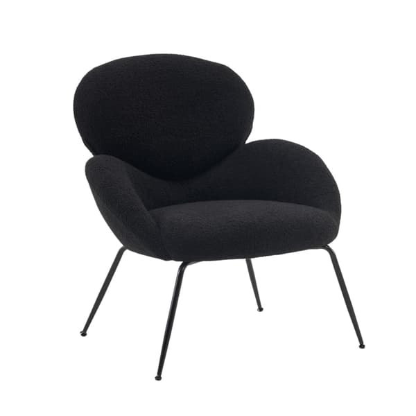 Rootz Teddy Velvet Dressing Chair - Velvet Accent Chair - Polstrede siddepladser - Komfortabelt højdensitetsskum - 74,1 cm x 77,9 cm x 81 cm, sort