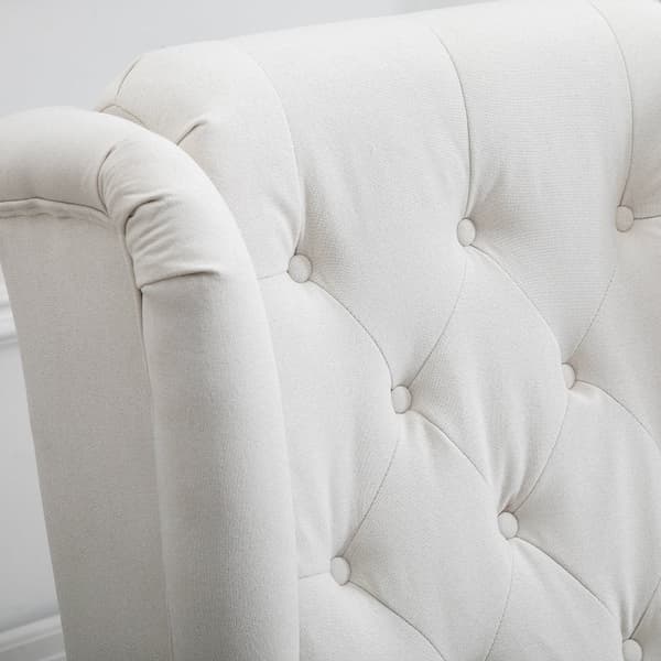 Rootz Wing Chair Accent Sittplatser - Mysig lässtol - Tvättbar klädsel - Avtagbart överdrag - 74cm x 86cm x 102cm Krämvit
