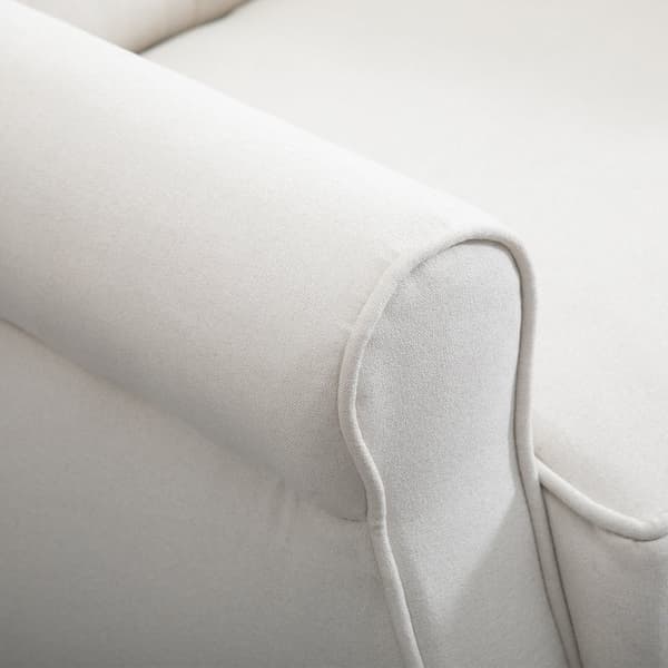 Rootz Wing Chair Accent Sittplatser - Mysig lässtol - Tvättbar klädsel - Avtagbart överdrag - 74cm x 86cm x 102cm Krämvit