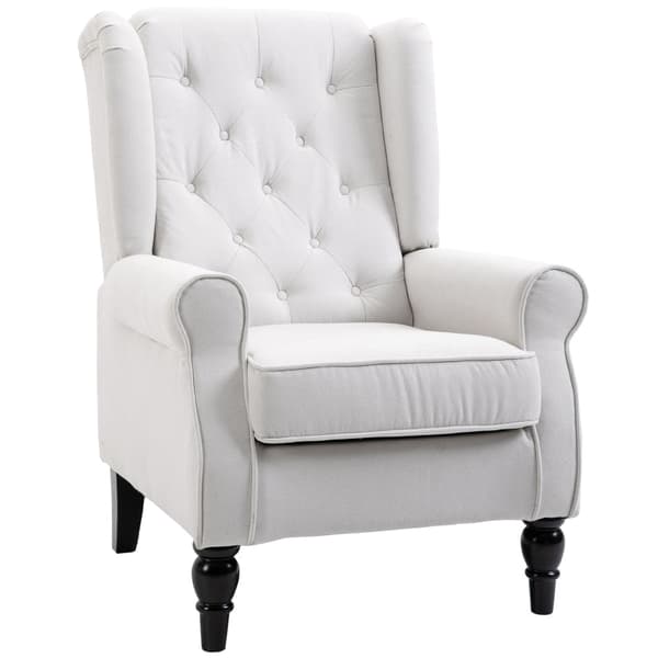 Rootz Wing Chair Accent Sittplatser - Mysig lässtol - Tvättbar klädsel - Avtagbart överdrag - 74cm x 86cm x 102cm Krämvit
