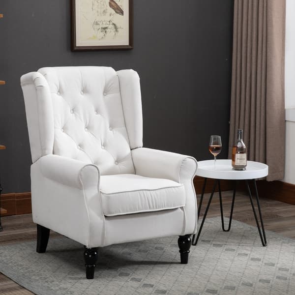 Rootz Wing Chair Accent Sittplatser - Mysig lässtol - Tvättbar klädsel - Avtagbart överdrag - 74cm x 86cm x 102cm Krämvit
