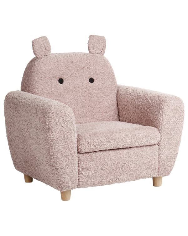 Barnfåtölj Rosa Boucléklädsel med Armstöd Modern Design