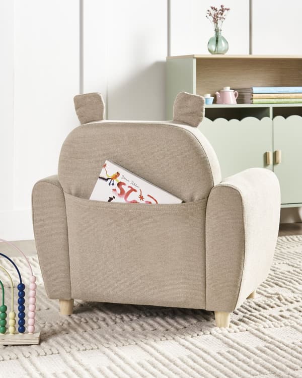 Barnfåtölj Taupe Tygklädsel med Armstöd Modern Design