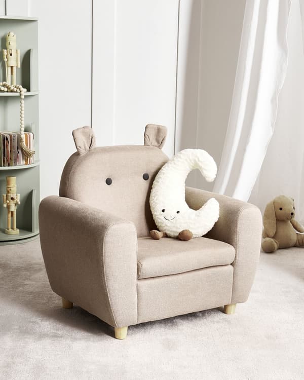 Barnfåtölj Taupe Tygklädsel med Armstöd Modern Design