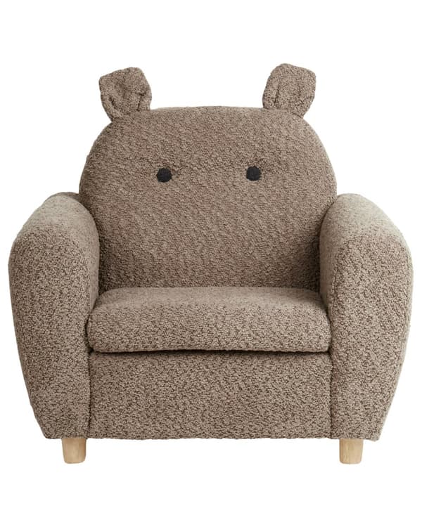 Barnfåtölj Brun Boucléklädsel med Armstöd Modern Design