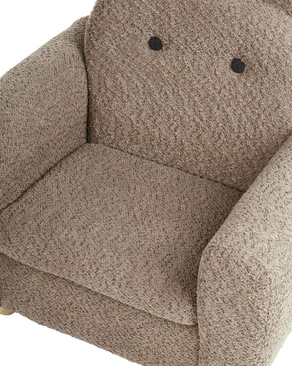 Barnfåtölj Brun Boucléklädsel med Armstöd Modern Design