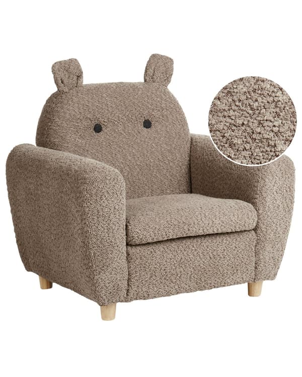 Barnfåtölj Brun Boucléklädsel med Armstöd Modern Design
