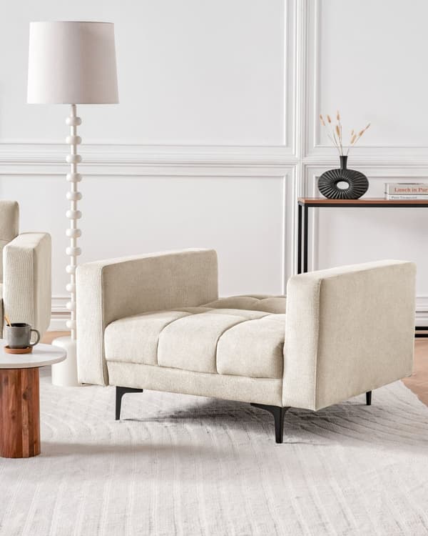 Lenestol Beige Polyester Stofftrekk Liggende Ryggstøtte 3 Stillinger til Stue