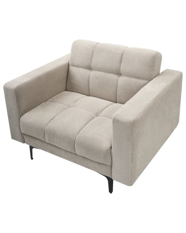 Lenestol Beige Polyester Stofftrekk Liggende Ryggstøtte 3 Stillinger til Stue