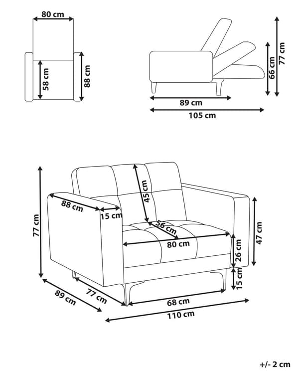 Lænestol Beige Polyester Stuestol med Armlæn til Stuen Bred Hvilestol Polstret Design Møbel Sovestol