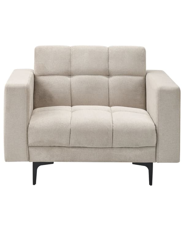 Lænestol Beige Polyester Stuestol med Armlæn til Stuen Bred Hvilestol Polstret Design Møbel Sovestol
