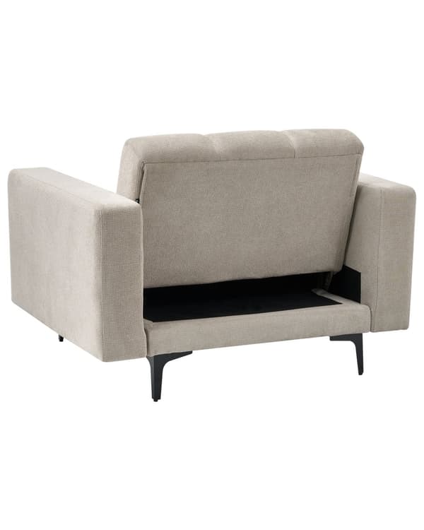 Lænestol Beige Polyester Stuestol med Armlæn til Stuen Bred Hvilestol Polstret Design Møbel Sovestol