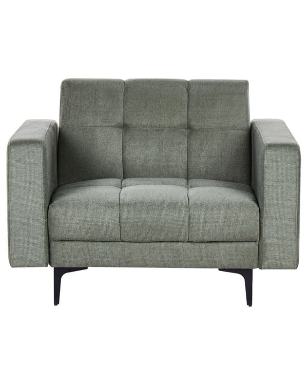Lænestol Grøn Polyester Stuestol med Armlæn til Stuen Bred Hvilestol Polstret Design Møbel Sovestol